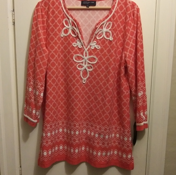 Jones New York orange and white tunic - Picture 1 of 7